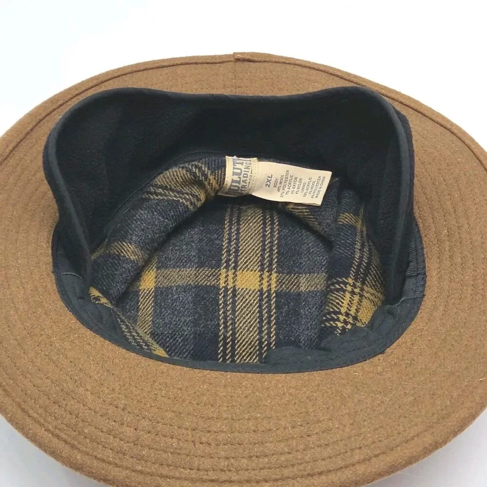 Duluth Trading Hat Crusher Wool Blend Brown Sz XXL 2XL Winter Flannel Lined